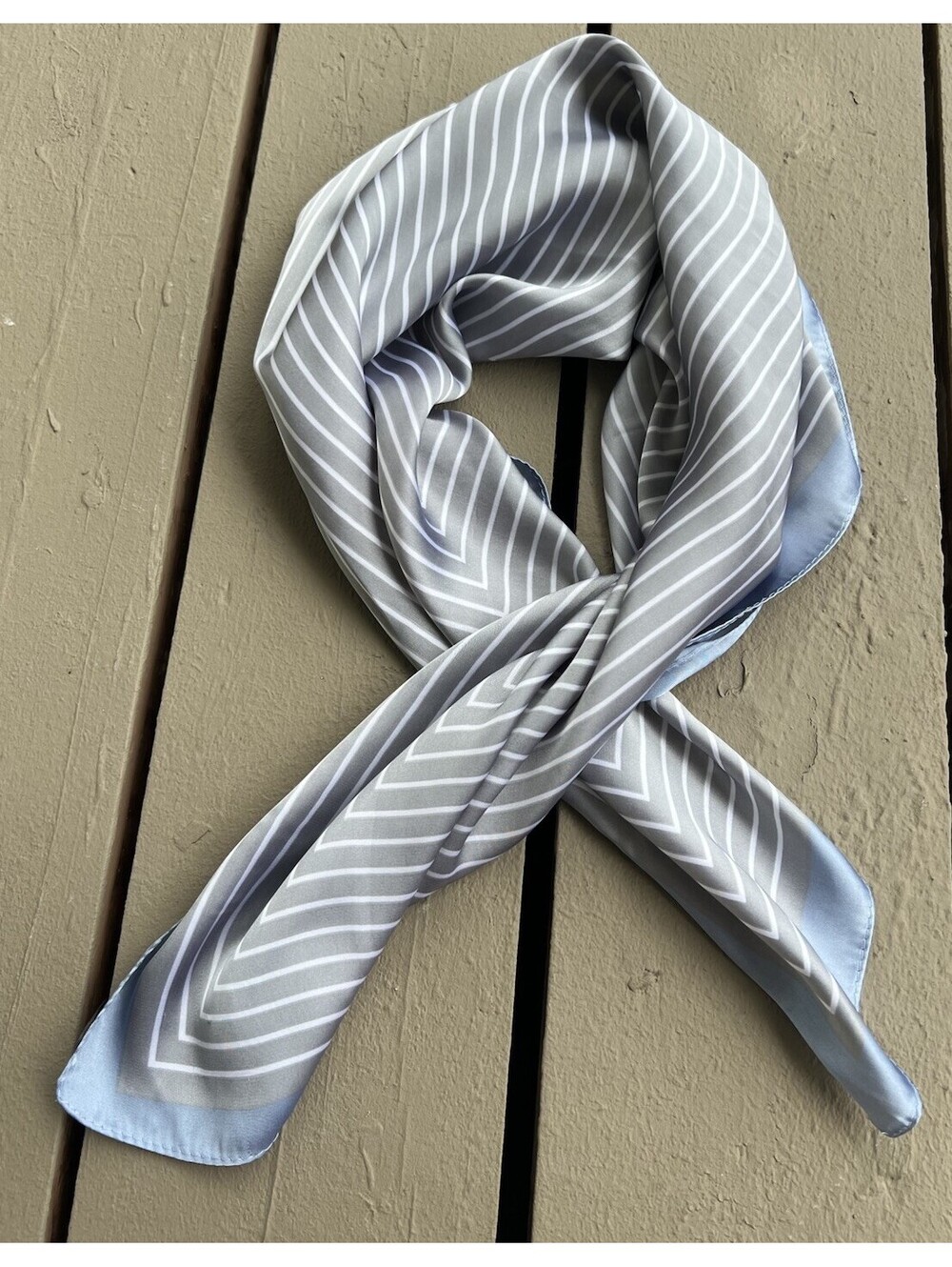 blue grey white geometric striped square scarf sparking for love 28X28